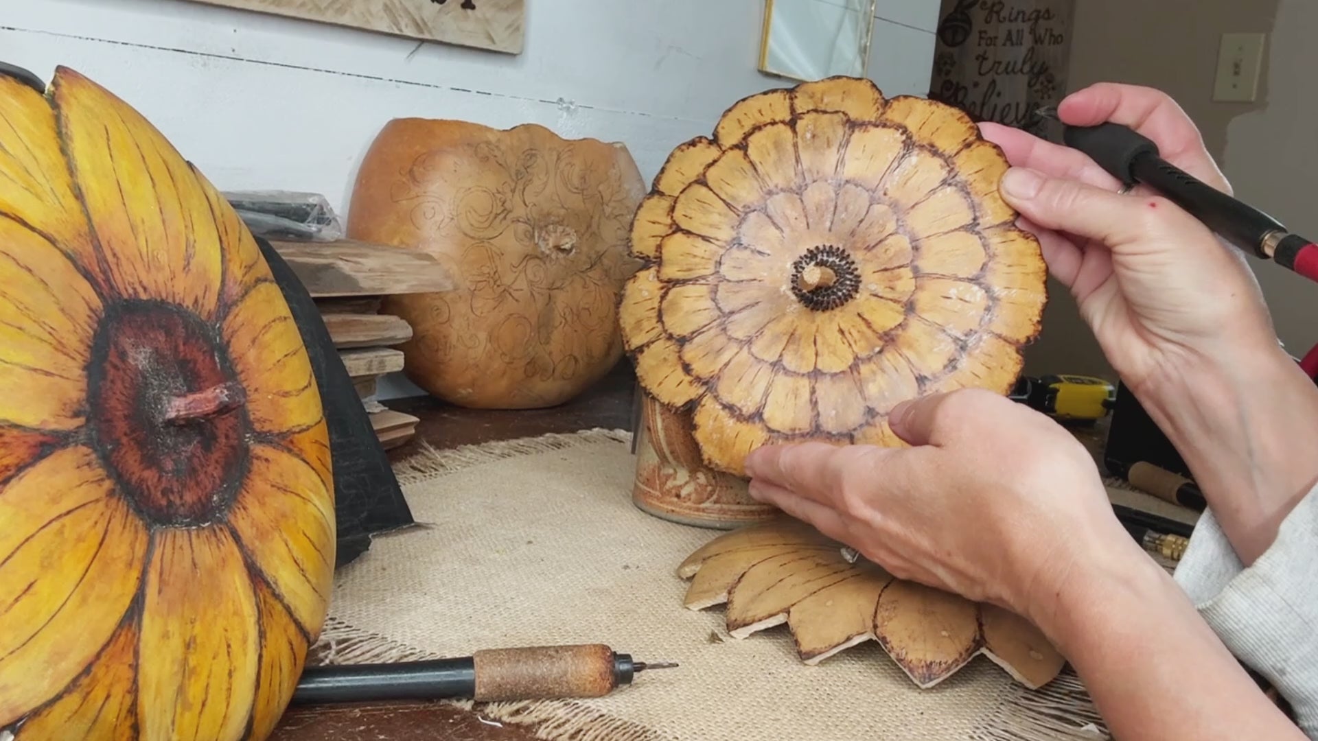Handmade Zinnia Gourd Bowl with Lid | Unique Rustic Gift & Home Décor
