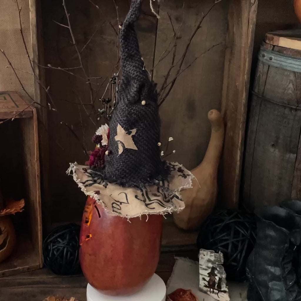 Darwin Pumpkin Gourd Luminary – Witch Hat Halloween Decor