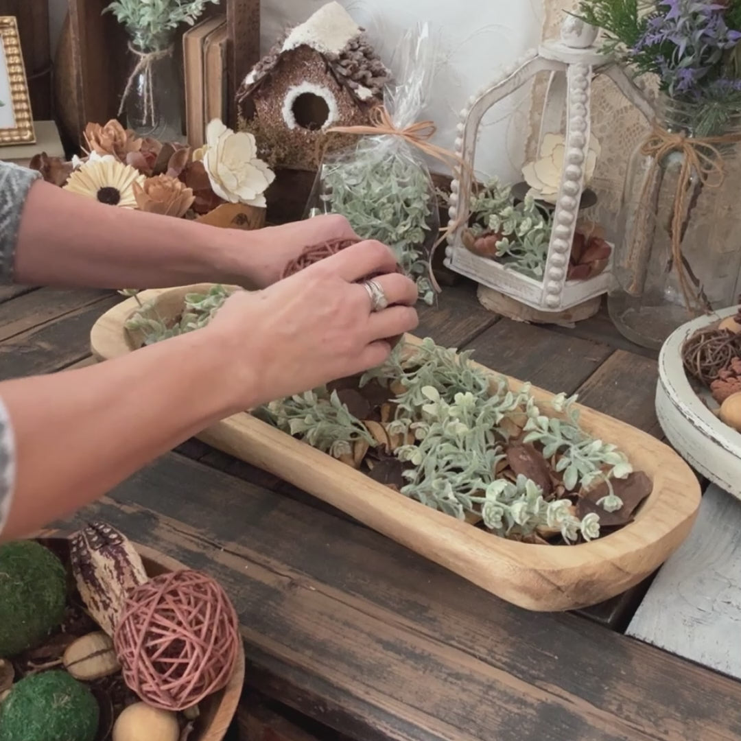 Woodland Bowl Filler Collection | Rustic Natural Table Decor & Dough Bowl Accents
