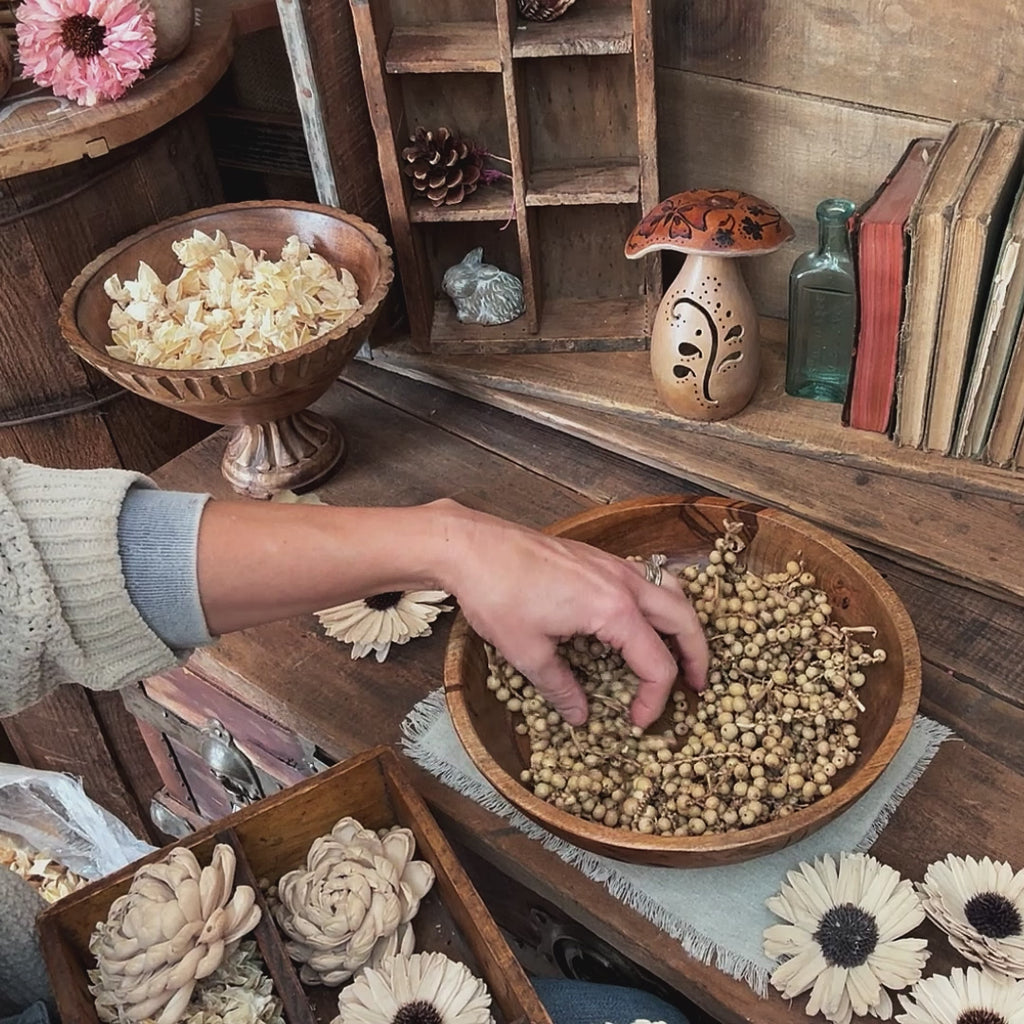 Natural Wood Flower Blossom Bowl Decoration For Table Centerpiece